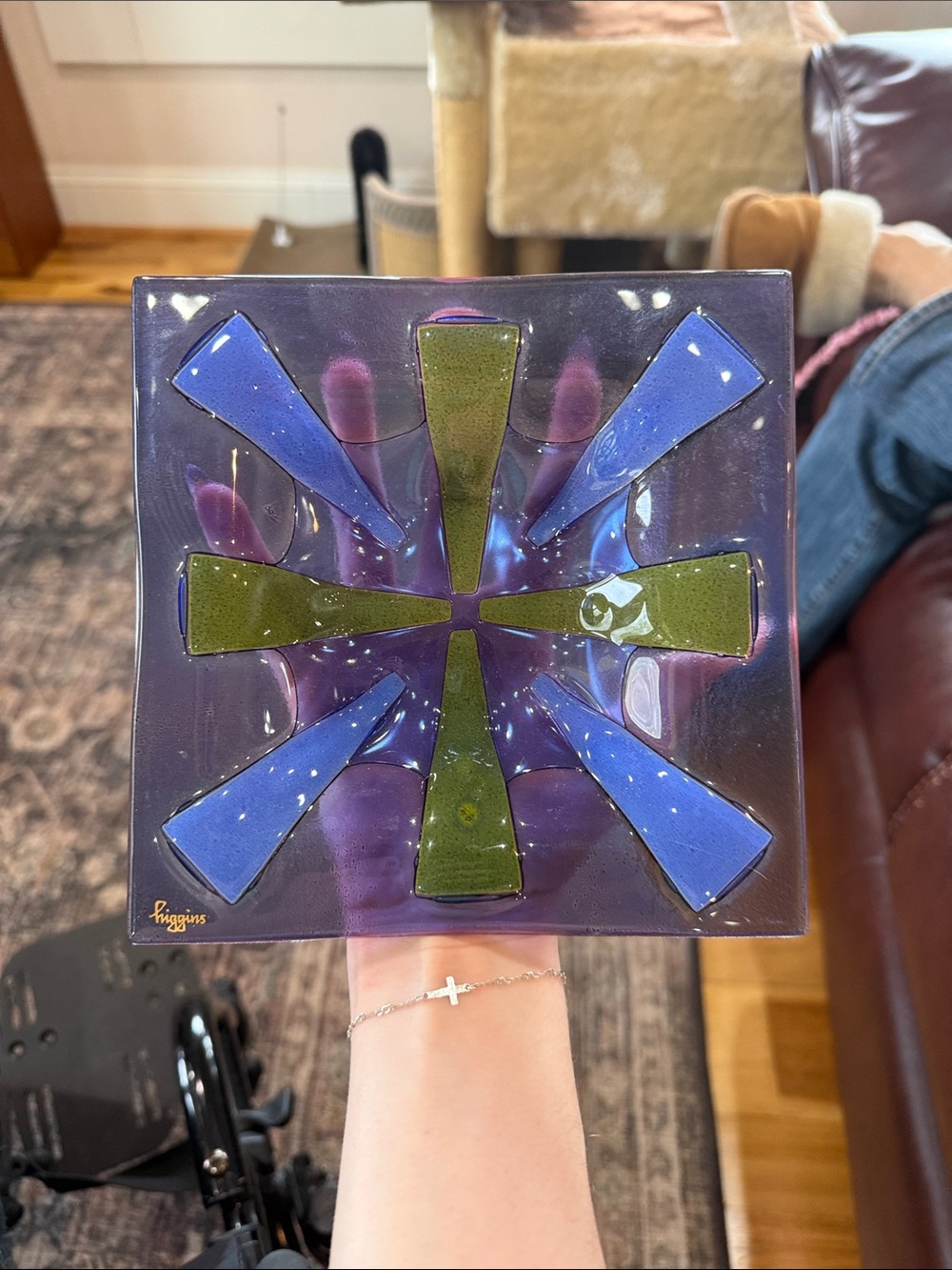 Higgins Vintage 1950s/1960s fused glass tray